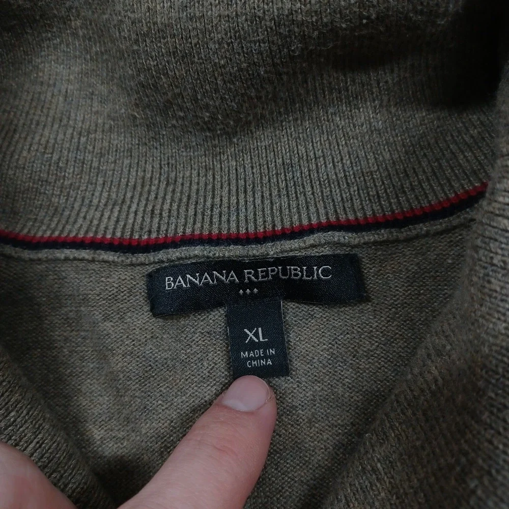 Banana Republic Sweater Mens XL Brown Cowl Neck‎ Preppy Pullover Knit